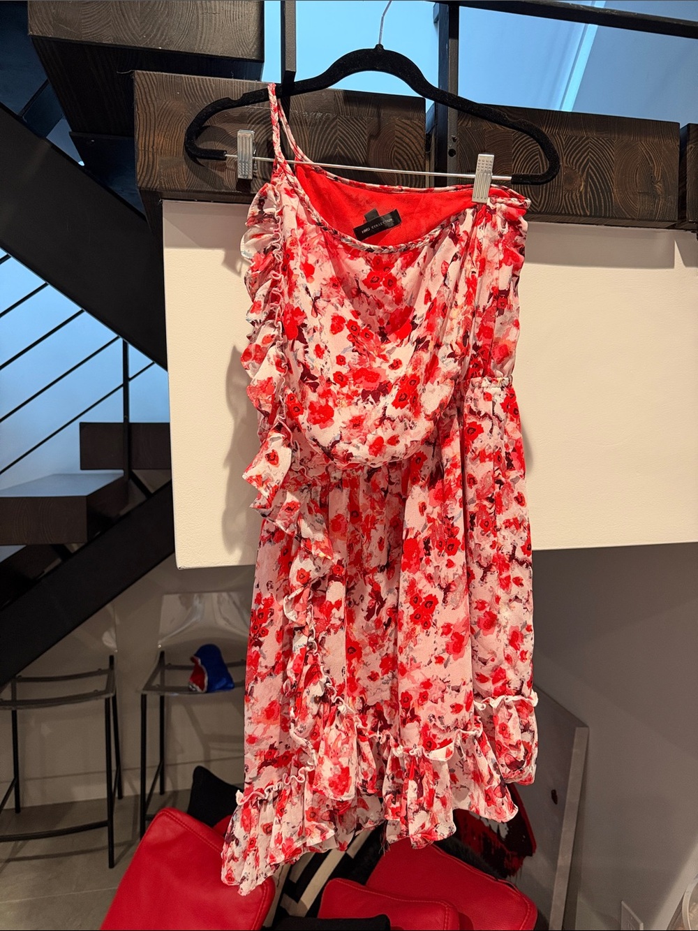 Mango Pink and Red Floral Ruffle Sundress
